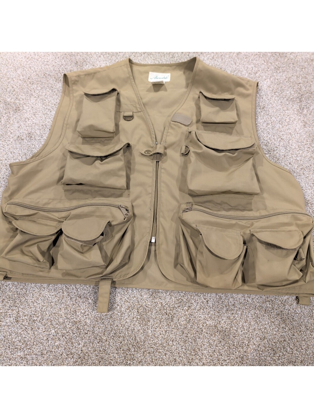 Vintage Ausable Men's Fishing Vest with Multiple Pockets Size XL Khaki